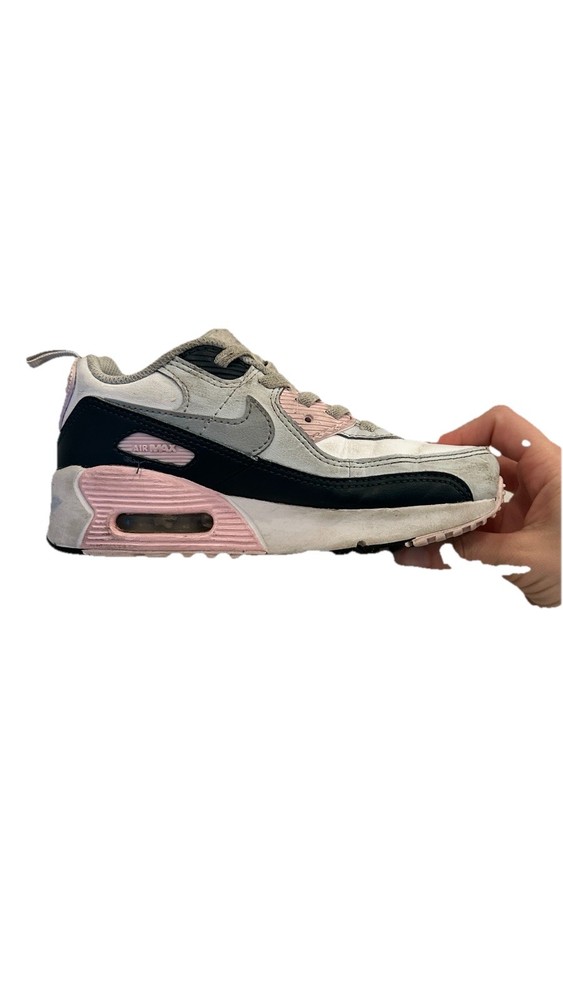 Nike Air Max 90 HF6357-104 Kids Sneakers 12C White Pink Black Synthetic Mesh