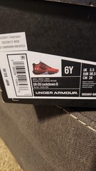 Under Armour GS Lockdown 6 Youth Basketball Shoes Red/Black/White 6Y