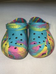 Crocs Tie Dye Marble Blue Purple Pink Yellow Classic Style Clogs Kids Size Y3