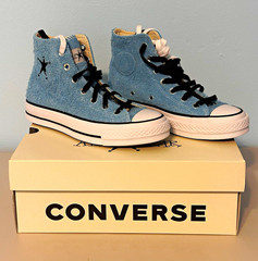Converse Chuck 70 Hi Unisex Kids High Top Blue Suede Sneakers US 4 EU 36.5