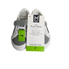 Kids Size 7 Member’s Mark White Gray Play Shoes Hook Loop Closure