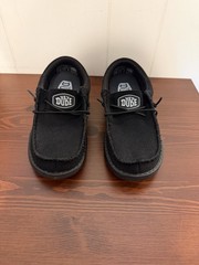 Hey Dude Wally Youth Funk Mono Black Fabric Slip-On Casual Shoes Kids US 2