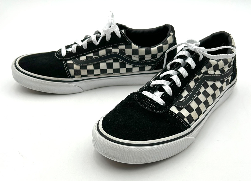 Vans Off the Wall Black/White Checkerboard Suede/Canvas Sneakers-Youth Size 6.5