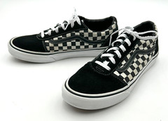 Vans Off the Wall Black/White Checkerboard Suede/Canvas Sneakers-Youth Size 6.5