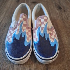 Youth Vans Light Pink/white Checkered Canvas Slip On Sneakers Size 3.5 TubAG