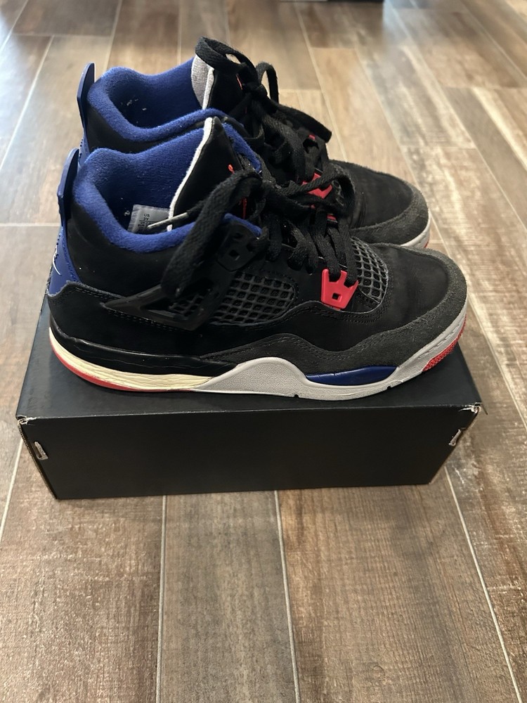 Kid’s Jordan 4 Retro OG (PS) Black/Fire Red-Deep Royal Blue (IB4388 003) Size 3Y