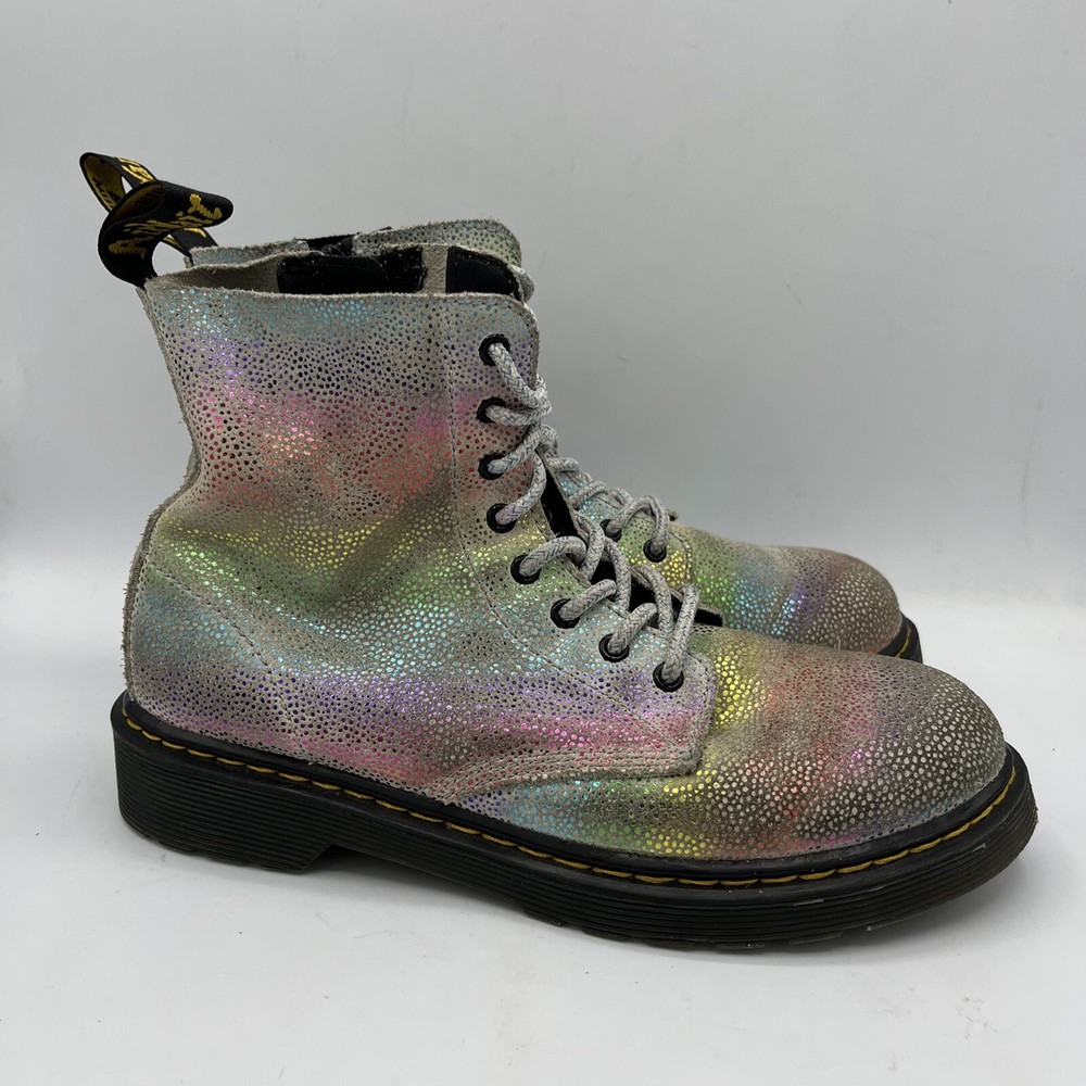 Dr Martens Rainbow Sparkle 1460 J Pascal Side Zip Boots Girls Youth Size 4