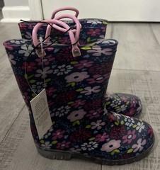 K KomForme Kids Rain Boots, Waterproof Boots Easy-on Handles size 2