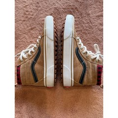 Vans Sk8-Hi MTE Kids Tan Suede Buffalo Plaid Flannel High Top Sneakers