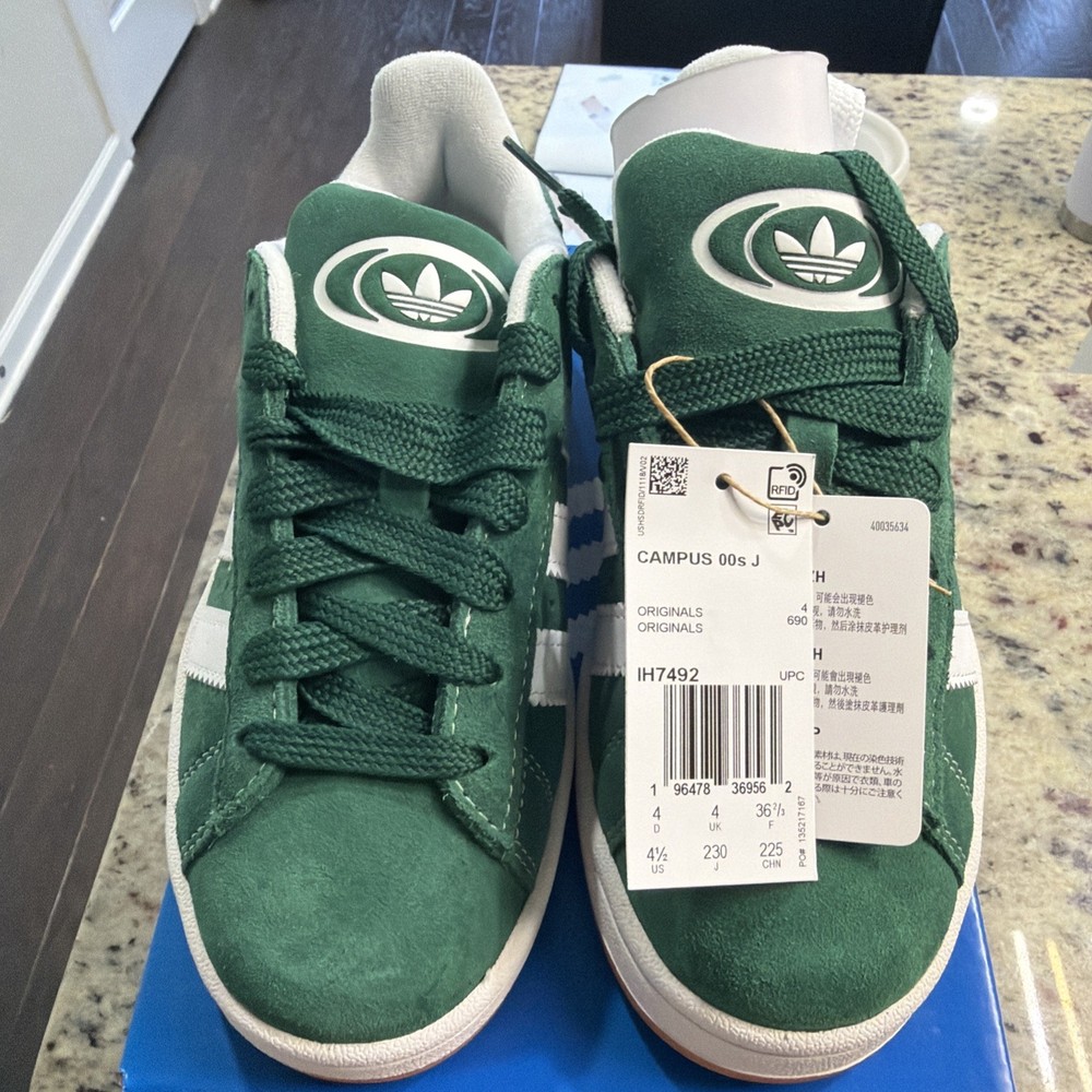 Kids Size 4.5 Adidas Campus 00s Green Casual IH7492 NEW