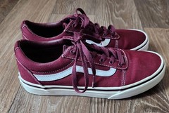 Vans Off The Wall Maroon White Suede Leather Lace Up Size 4.5 Youth