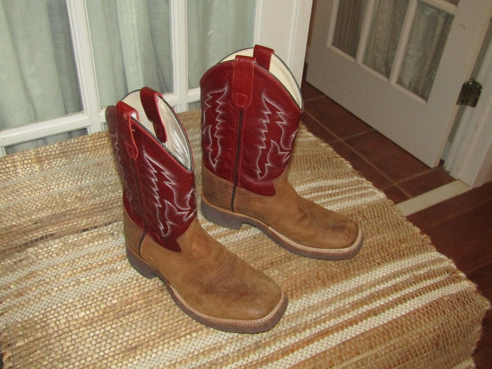 Cody James BSC1889 Burgundy Leather Pull On Square Toe Western Boots Youth 3 D