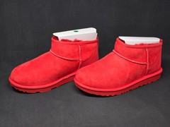 UGG Classic Ultra Mini Boots Kids Size 6 Red Suede Wool Bootie 1130750K NEW