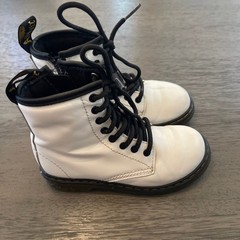 Dr. Martens Delaney White Leather Lace Up Zip Boots Kids US 11 Youth