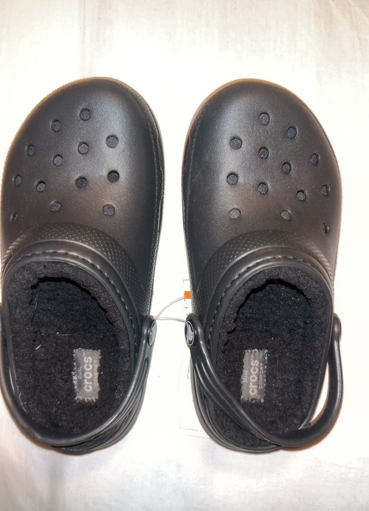Crocs Kids Classic Lined Clogs Shoes Black NWT Size C13 Toddler Kids 207010-060