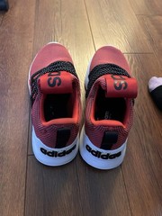 Adidas Cloudfoam Lite Racer Adapt Unisex Kids Low Top Mesh Slip On Red 7.5 -used