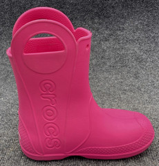 Crocs Kids Handle It Rain Boots Pink Slip On Waterproof Mud Shoes Size C 12