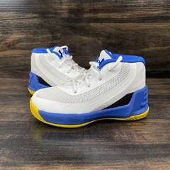 Under Armour Curry 3 Dub Nation White Blue Sneakers Kid’s Size 6K 1276276-102