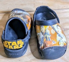 Crocs Star Wars Force Awakens Clogs Boys Kids Size 10/11 Black Rey Finn BB-8