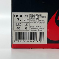 Nike Air Jordan 1 Retro High OG BG Bred Toe Gym Red Black 575441-610 Kids 7Y
