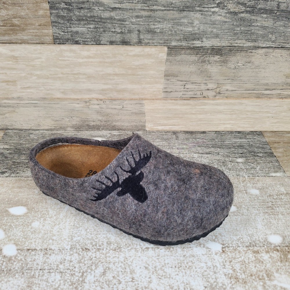 Birkenstock Kaprun Kids Clogs Sz 10 Gray Elk Wool Narrow Slip On Slippers