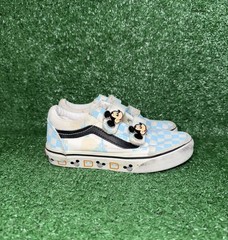 Disney Vans Toddler Classic Slip On Checkerboard Blue White Walking Shoe Size 13