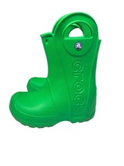 Crocs Boots Kids Size C9 Green Handle It Rain Waterproof Pull Handles Outdoor