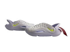 Nike Aqua Swoosh Sandals White Pure Platinum Volt Big Kids Size 4Y FV6363-100