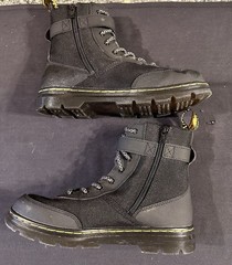 Dr. Martens Combs Tech Y Black Kids Ankle Combat Boots Zip US 5 UK 4 EU 37