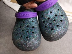 Crocs Classic Clog Shoes Kids Size J6 Multicolor Glitter Lined Slip On Fleece