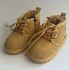 UGG Kids Suede Neumel Ankle Bootie Lace-Up Side Zip