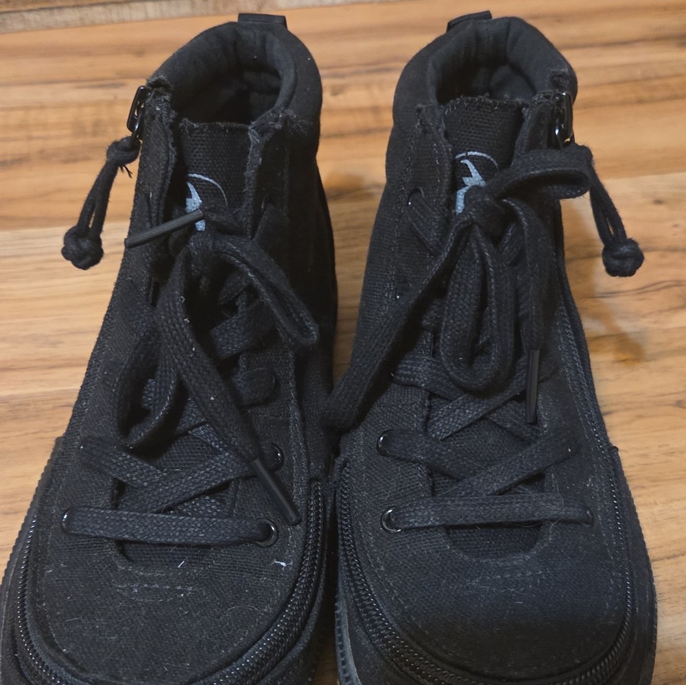 BILLY Black High Top Sneakers Zipper Lace-Up Unisex Kids US 3