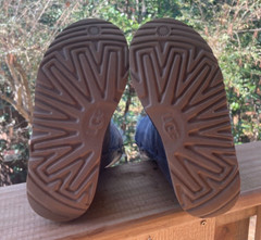 UGG Kids Boots Size 2 Bailey Button Suede Sheepskin Lining Warm Blue