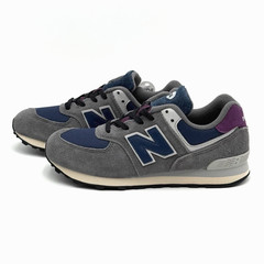 Size 2.5 WIDE Little Kid’s New Balance 574 Suede Sneakers Grey Blue PC574KGN