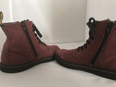 Dr. Martens Marley Canvas Red Zip Up Boots Size 2 Youth Unisex