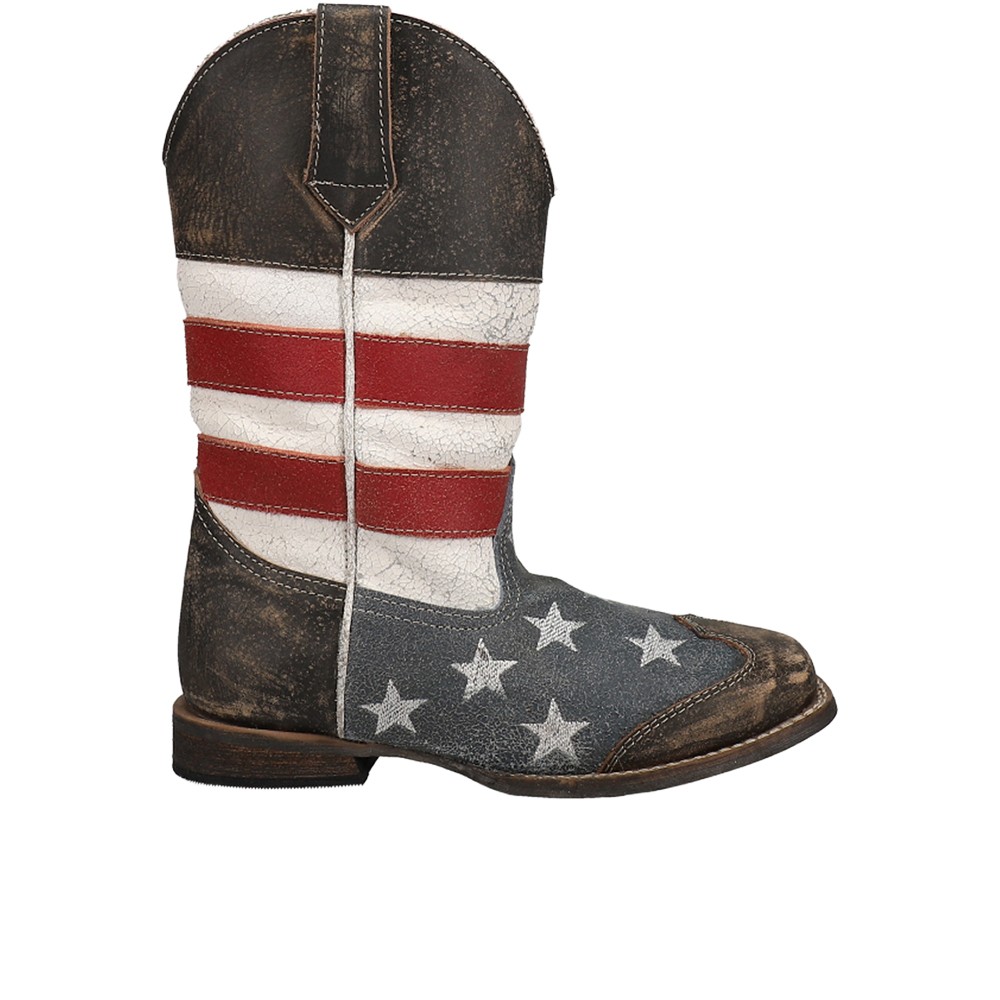 Roper Americana Flag Square Toe Cowboy Toddler Boys Brown Western Cowboy Boots