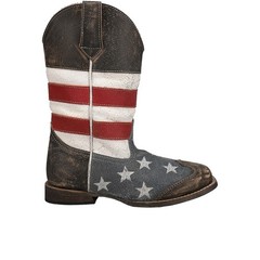 Roper Americana Flag Square Toe Cowboy Toddler Boys Brown Western Cowboy Boots