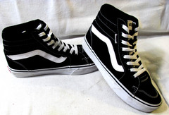 Vans 721356 Black White High Top Sneakers Shoes Woman’s Size 8.5 VGC