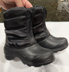 The Little Captain Light Weight Kids Snow Boots Black Faux Fur Lined Zip US 7