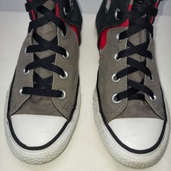 Chuck Taylor Converse All Star Size 4 Black Red Gray White High Tops Lace-Up