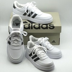 Adidas “Breaknet 2.0” Kid’s & Youth Lifestyle Court Lace Shoes (White/Black) NEW