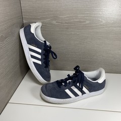 Adidas Gazelle Kids US 1 Shoes Blue White Suede Lace Up Athletic Sneakers G21963