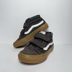 VANS Sk8-Mid Reissue V Kids Gum Size 11.5 Black Brown Suede Hook Loop Sneakers