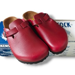 Birkenstock Boston Leather Bordeaux Soft Gloss Slip On Kids Clog Sandals US 13