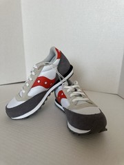 Saucony Original Jazz Kids Retro Sneakers Size 2M Lace Up Red Gray Athletic