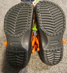 Naruto Shippuden CROCS Clogs Kids Toddler Size 12C Orange Black Slip On Shoes