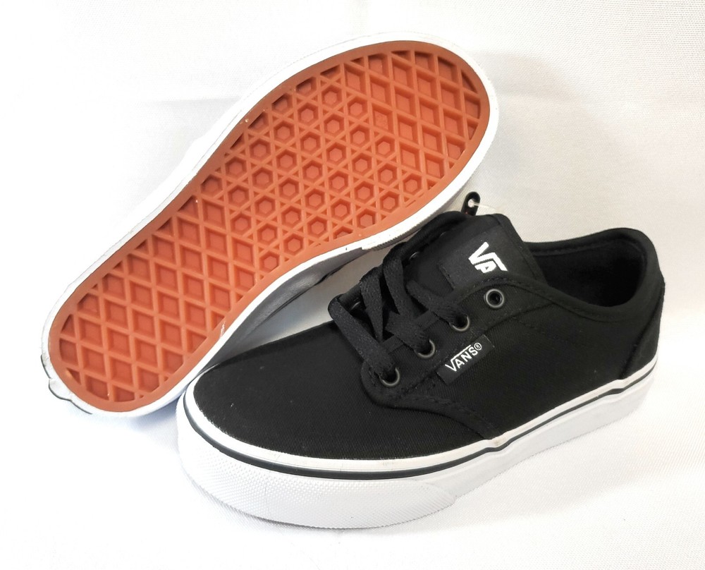 Infant Toddler Kids Vans Atwood Black Canvas Classic Black White Sneakers Shoes