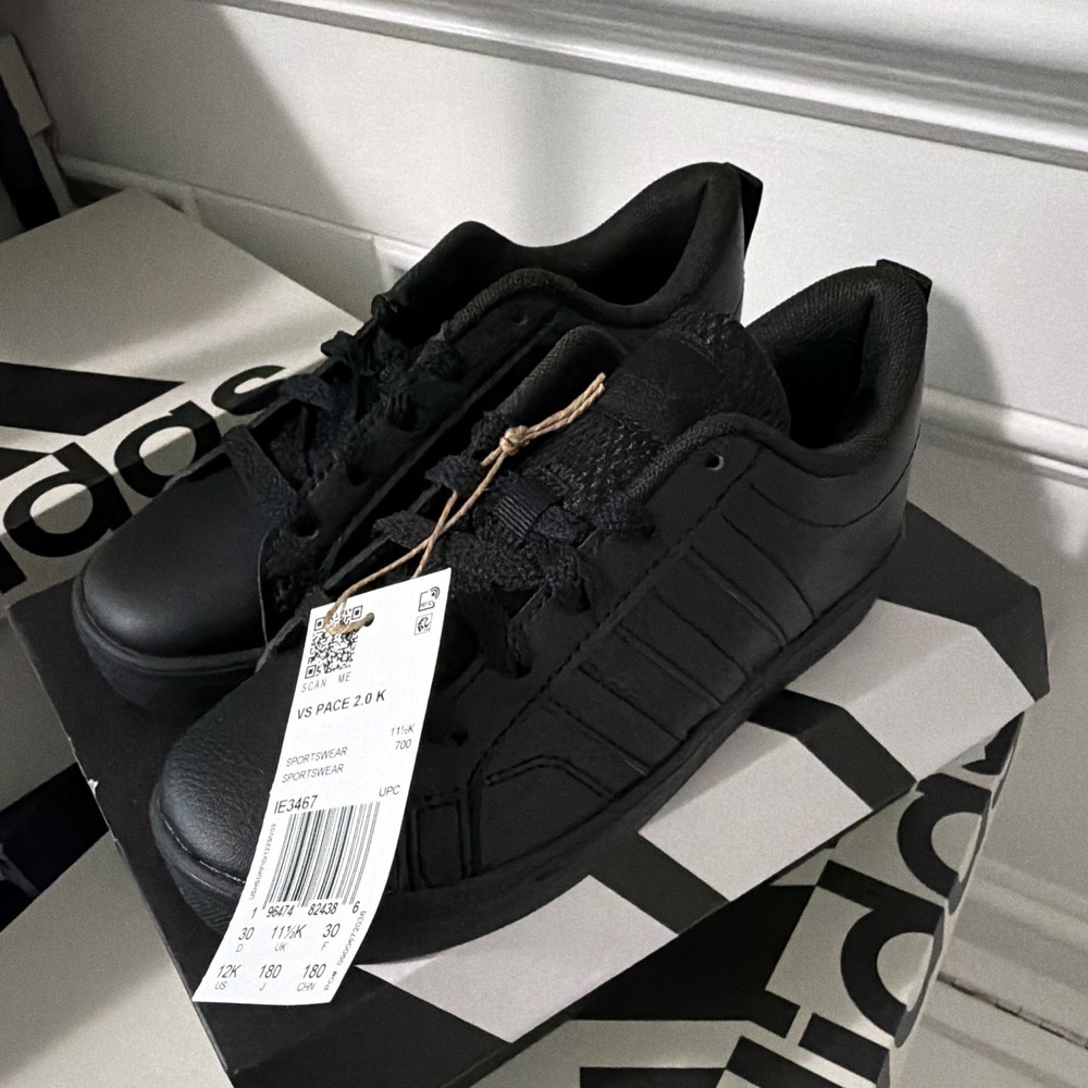 adidas VS PACE Unisex Kids Black Synthetic Lace US 12K