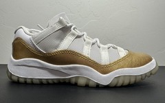 Nike Air Jordan 11 (PS) Low Metallic Gold White Sneakers 580522-102 Size 1Y