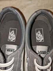Vans Off The Wall Youth 6 Gray Checkered Flame 500714 Faux Lace Up Skate Shoes